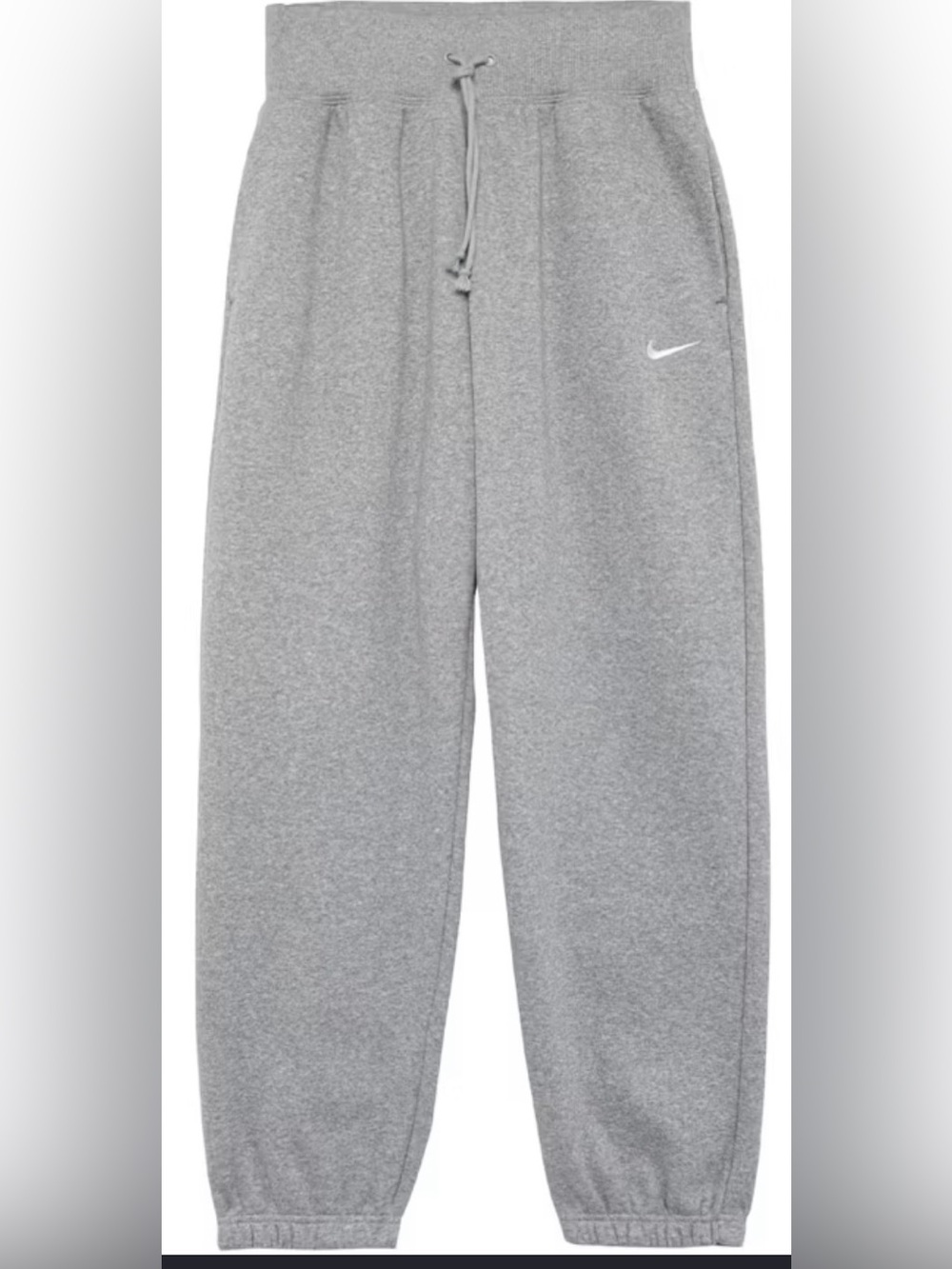 Nike Light Gray Fleece Phoenix Sweatpants with White Nike Swoosh